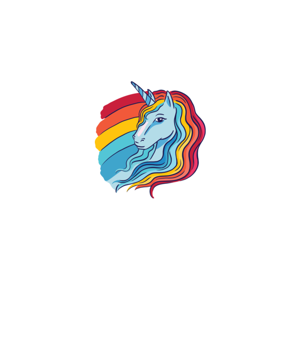 Unicorn cu Curcubeu model negru pe tricou