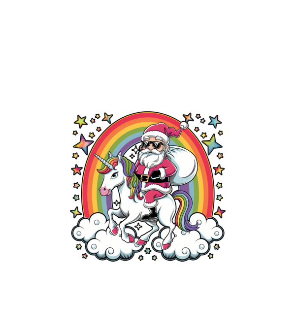 Moș Crăciun cool pe un unicorn model negru pe tricou