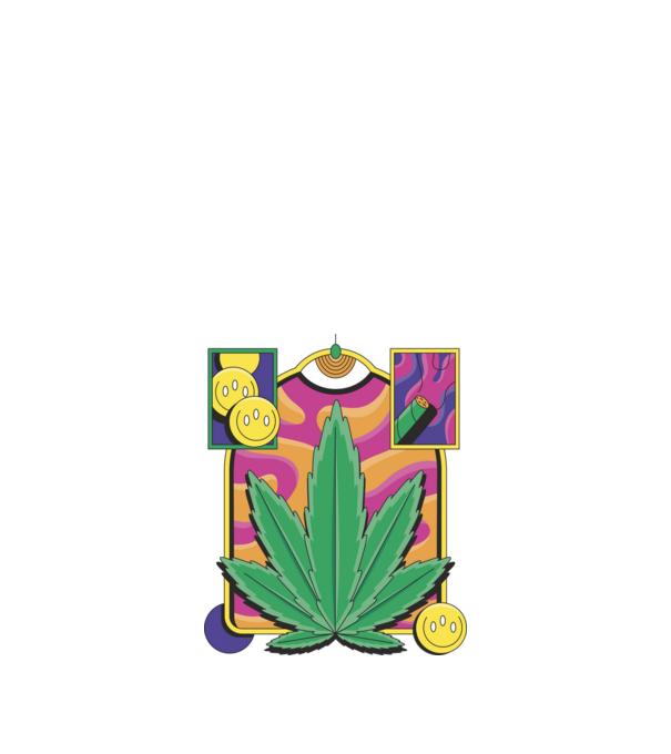 Hippy Cannabis model negru pe tricou