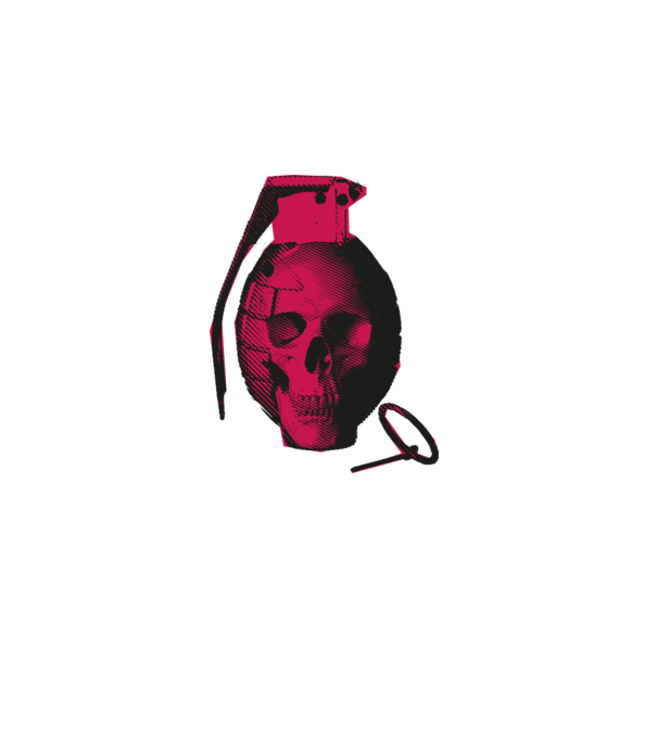 Grenadă de mână Craniu model alb pe tricou