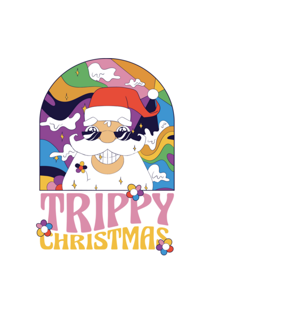 Trippy Christmas model negru pe tricou