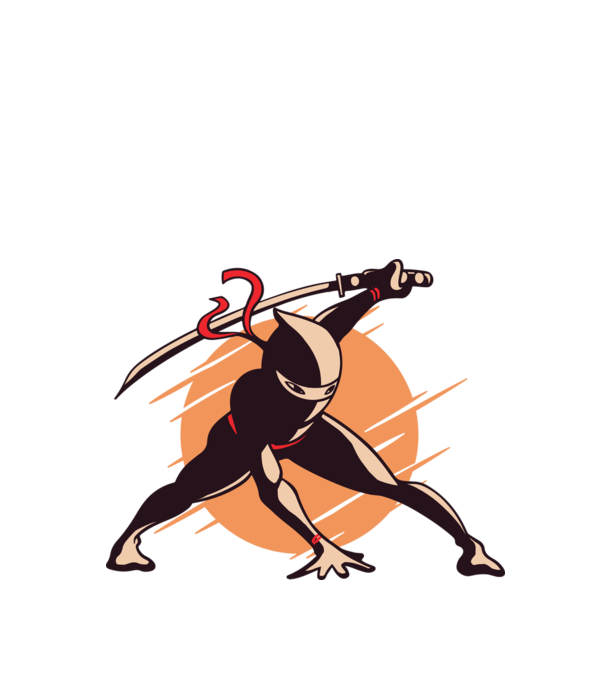 Ninja model alb pe tricou