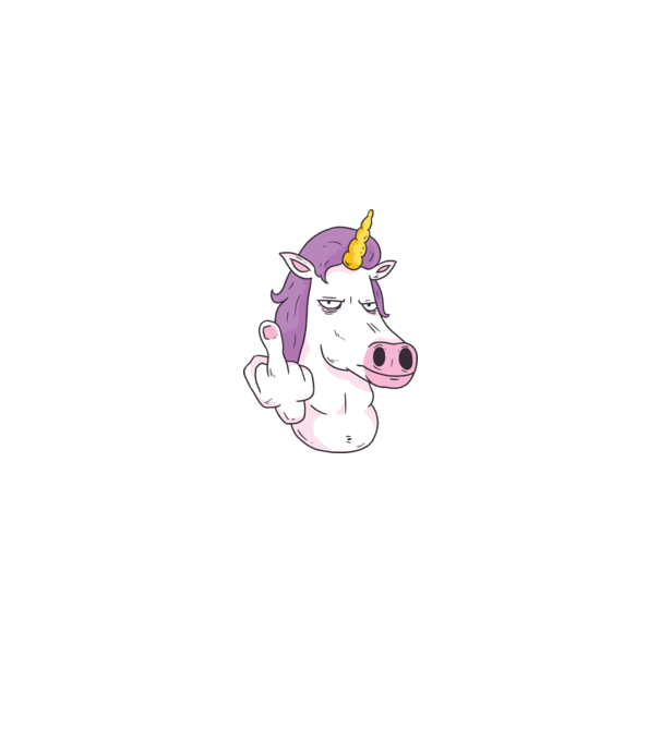 Unicorn arată degetul model negru pe tricou