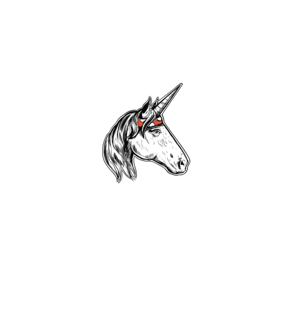 Cal Unicorn model gri pe tricou