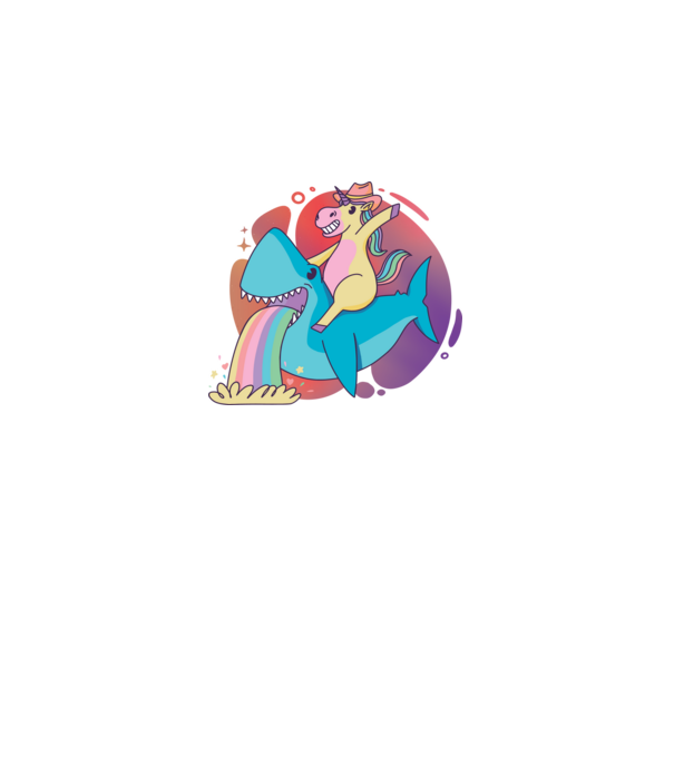 Unicorn pe rechin model negru pe tricou