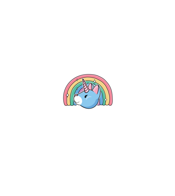 Pisică Unicorn model negru pe tricou
