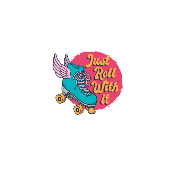 Just Roll with it - patine cu rotile model albastru jeanși pe tricou