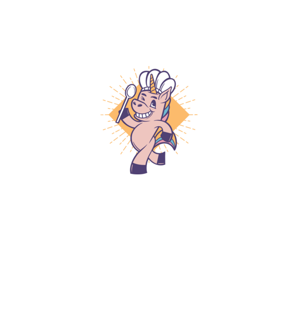 Unicorn Bucătar model alb pe tricou