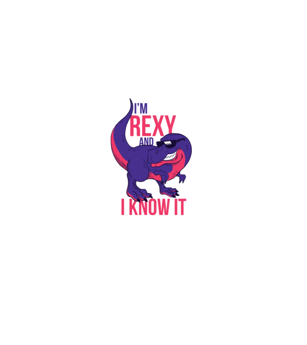 'I''m Rexy and I know it - tricou dinozaur amuzant' model alb pe tricou
