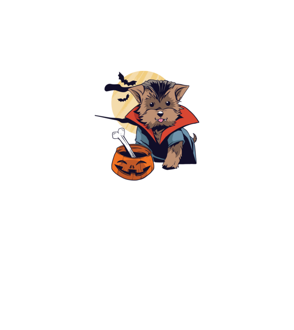 Vampir Yorkie Halloween model gri pe tricou