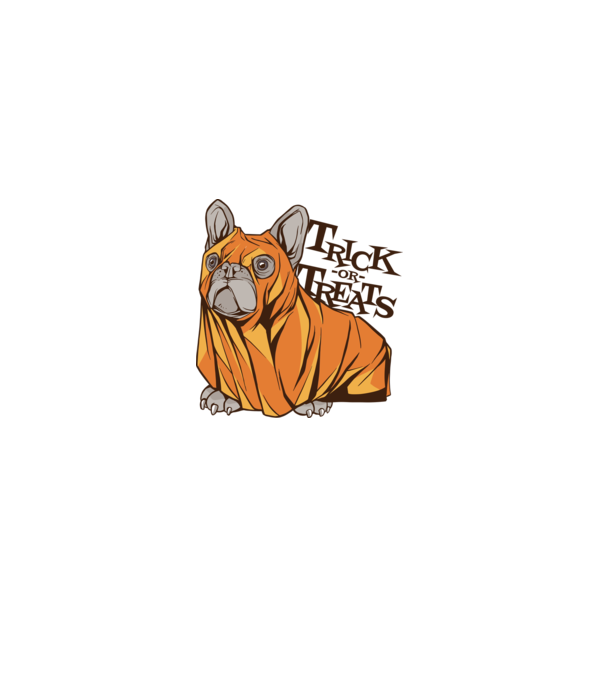 Trick or Treat Mops Halloween model alb pe tricou