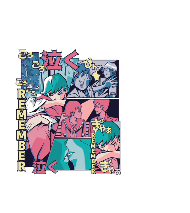 Anime Vaporwave benzi desenate model alb pe tricou