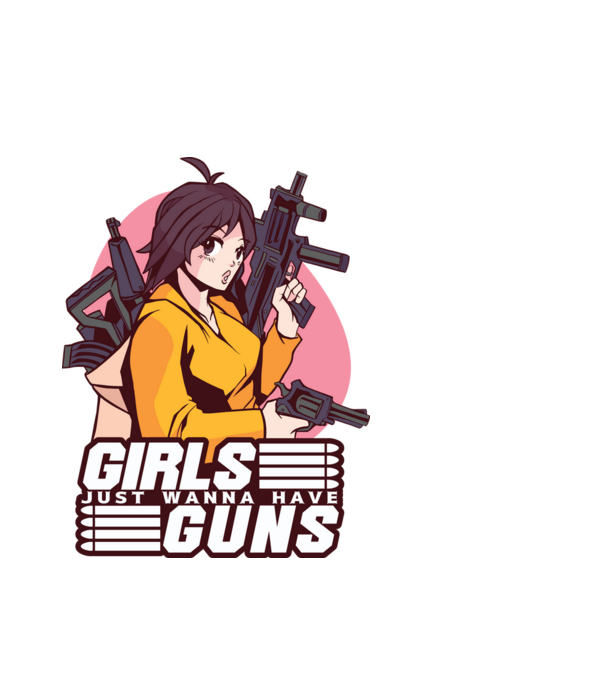Anime fată cu armă model alb pe tricou