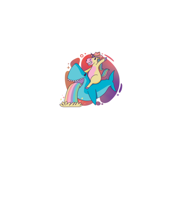 Unicorn pe rechin model negru pe tricou