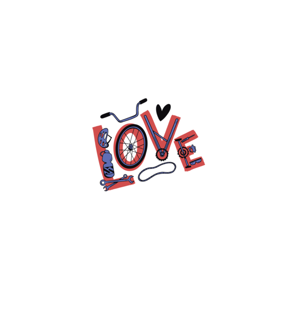 Love Bicicletă model alb pe tricou