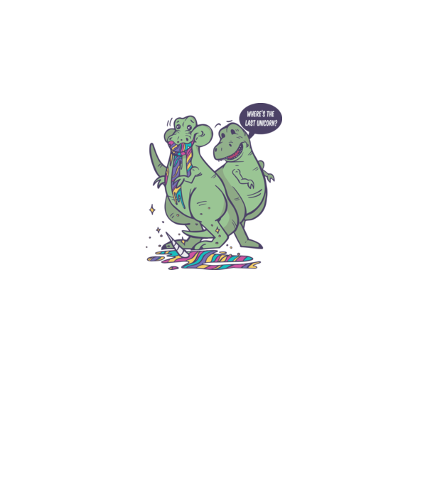 T-rex a mâncat unicornul model alb pe tricou