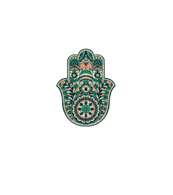 Mână Hamza - Mâna lui Dumnezeu Mandala model alb pe tricou