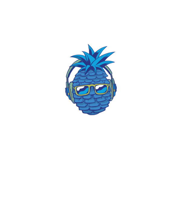 Ananas albastru cu căști model alb pe tricou