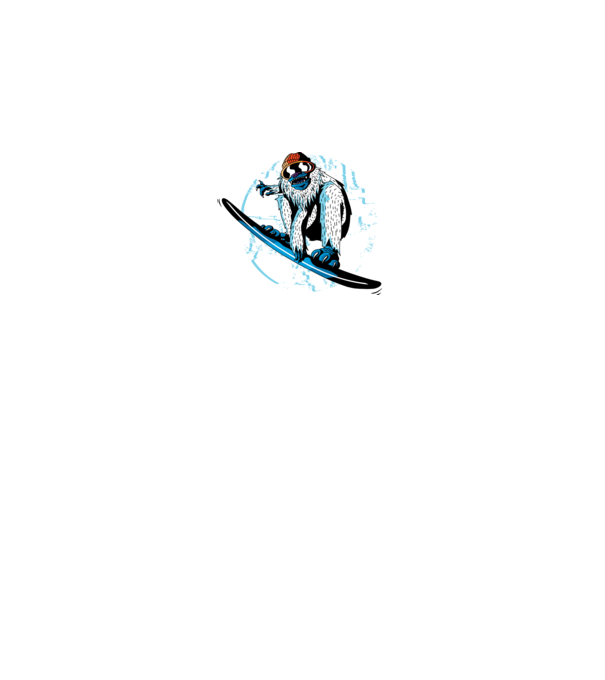 Yeti Snowboarder model alb pe tricou