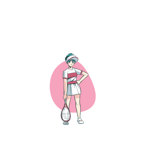 Anime Jucător de tenis fată model alb pe tricou