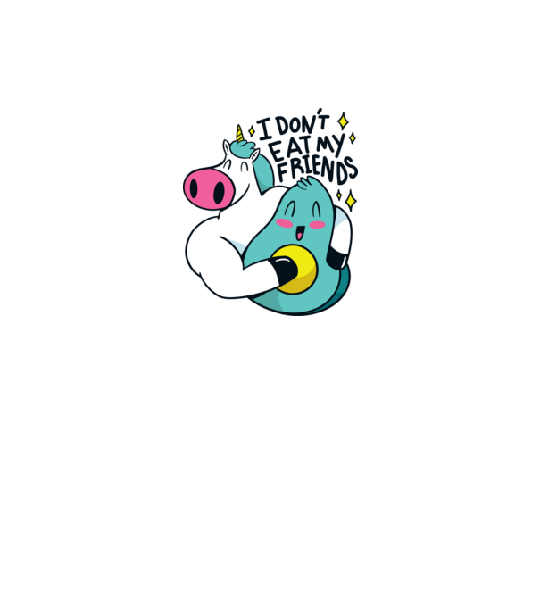 Unicorn Avocado Prietenie model negru pe tricou