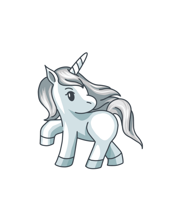 Unicorn de argint model alb pe tricou