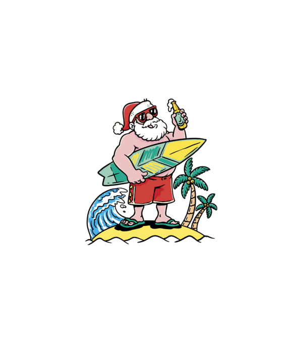 Santa Claus Summer model alb pe tricou