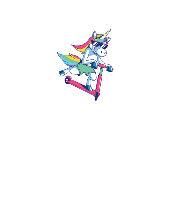 Unicorn cu trotinetă tricou amuzant model negru pe tricou