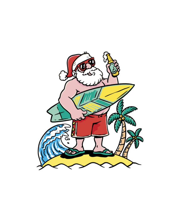Santa Claus Summer model alb pe tricou