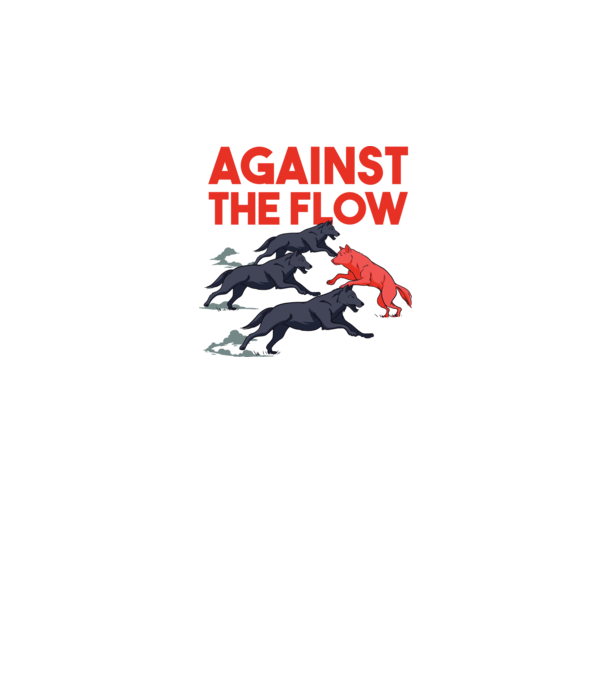 Against the flow - Împotriva curentului model alb pe tricou