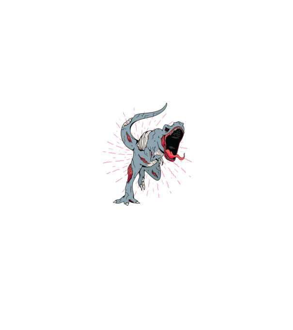T-rex Zombie model alb/roșu pe tricou