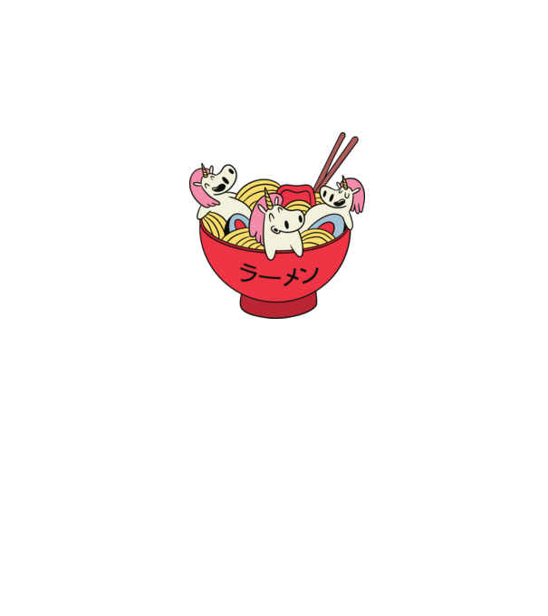 Unicorn Ramen model alb pe tricou