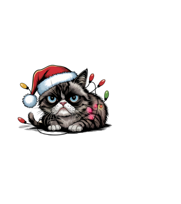 Christmas Spirit Grumpy Cat Negru model alb pe tricou