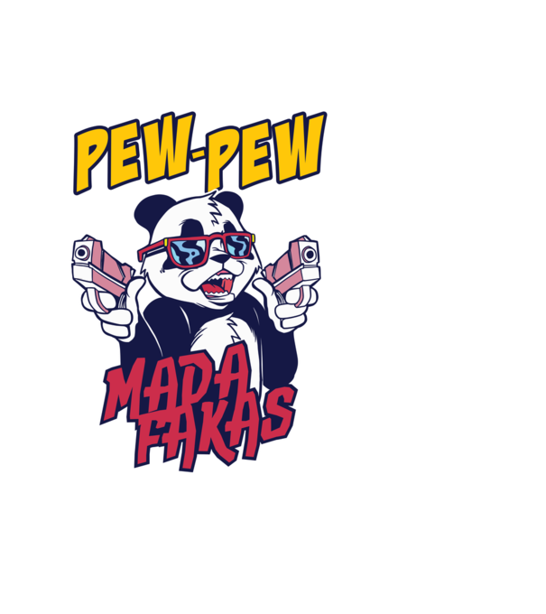 Pew Pew Pew Madafakas Panda model albastru deschis pe tricou