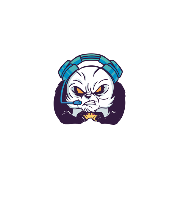 Gamer Panda model alb pe tricou