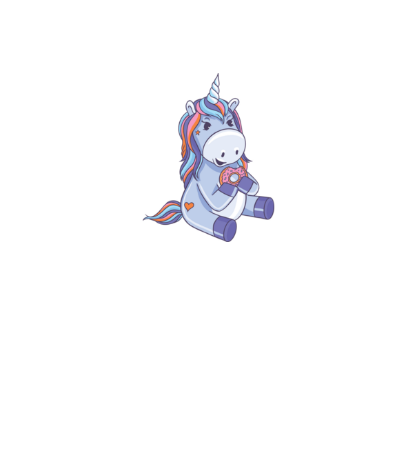 Unicorn cu gogoașă model alb pe tricou