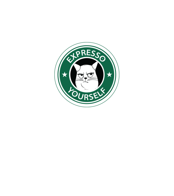 Expresso Yourself tricou Pisică cu cafea model negru pe tricou
