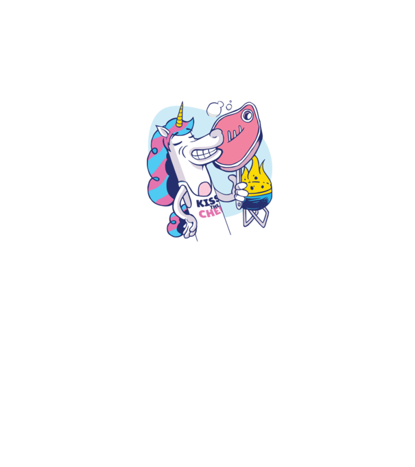 Unicorn Steak BBQ model alb pe tricou