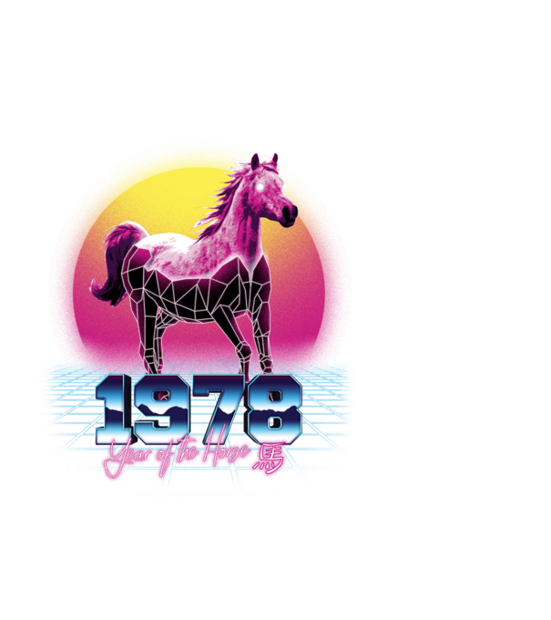 1978 Year of the Horse model negru pe tricou