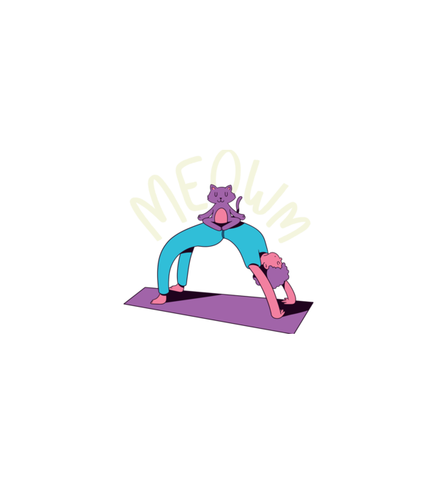Meowm - Pisică Yoga model albastru închis pe tricou