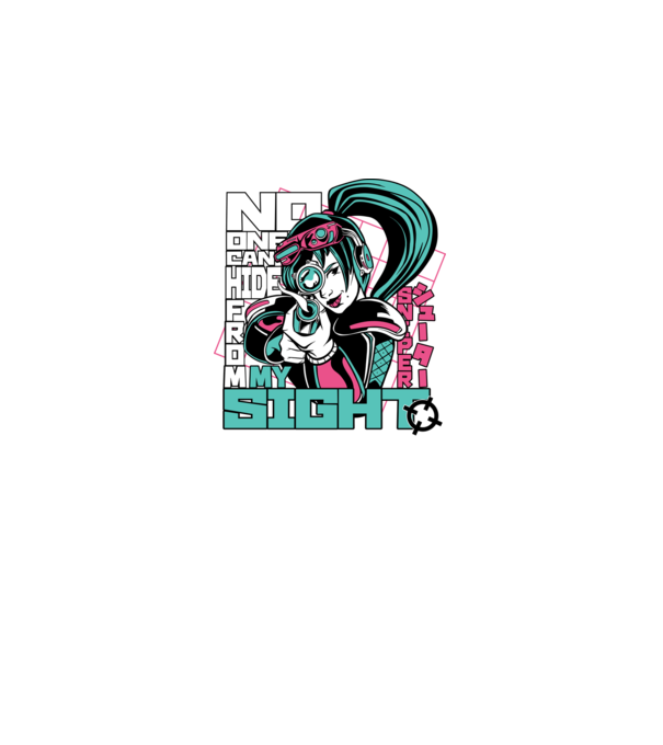 Anime Fată Lunetistă model negru pe tricou