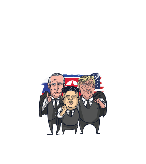 Trump, Putin, Kim - trei prieteni buni model alb pe tricou