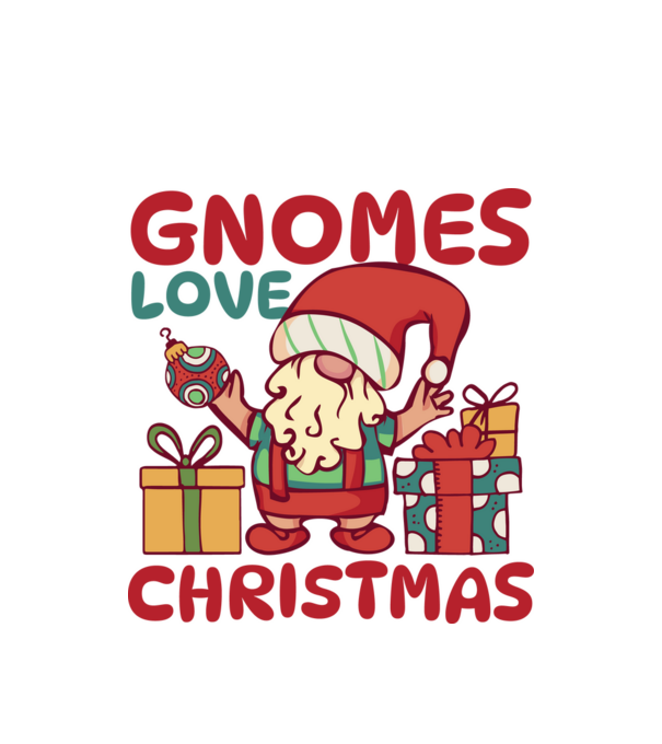Gnomes LOVE Christmas model alb pe tricou