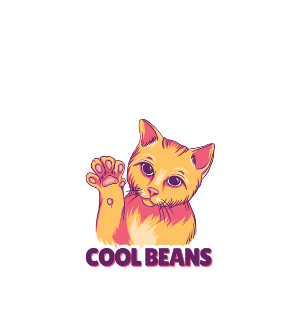 Cool Beans - talpă pisică model alb pe tricou