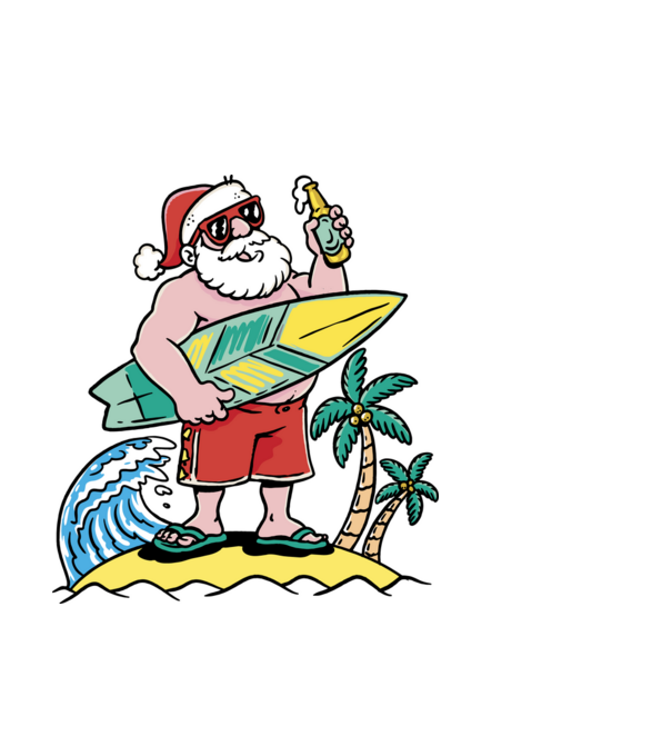 Santa Claus Summer model albastru deschis pe tricou