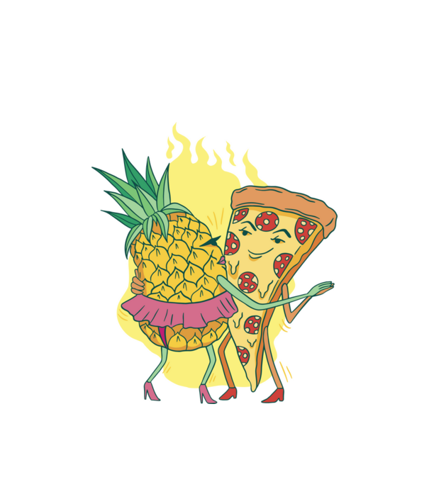 Pizza cu ananas Dragoste model alb pe tricou