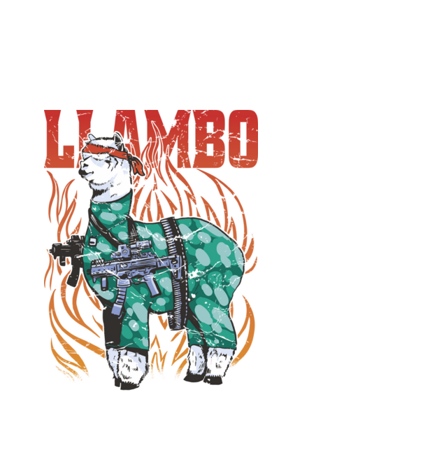 Llambo Lama model alb pe tricou
