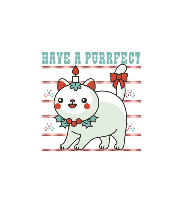 Have a Purrfect Christmas model alb pe tricou
