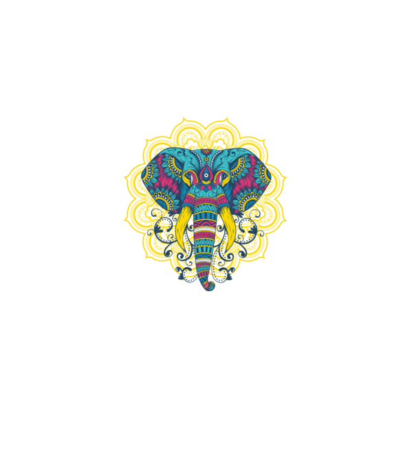 Elefant Mandala Colorat model albastru închis pe tricou