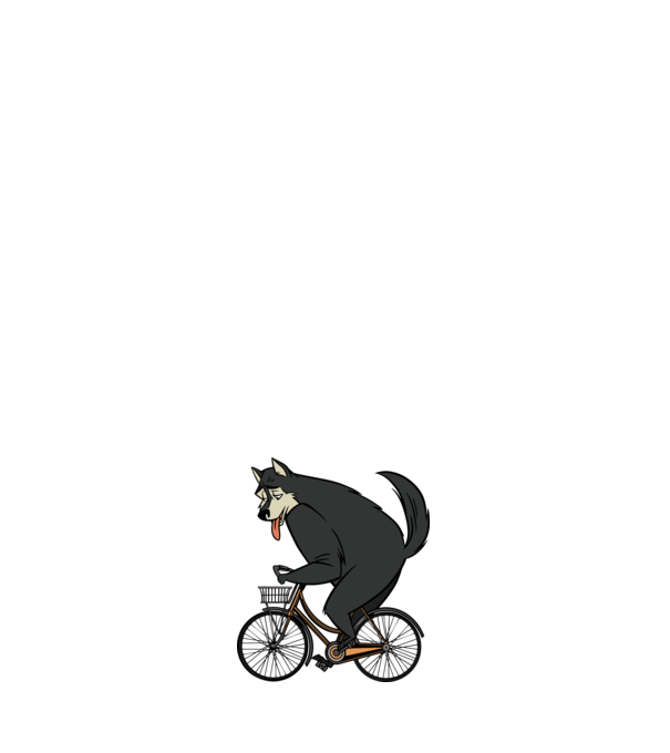Lup pe bicicletă model negru pe tricou